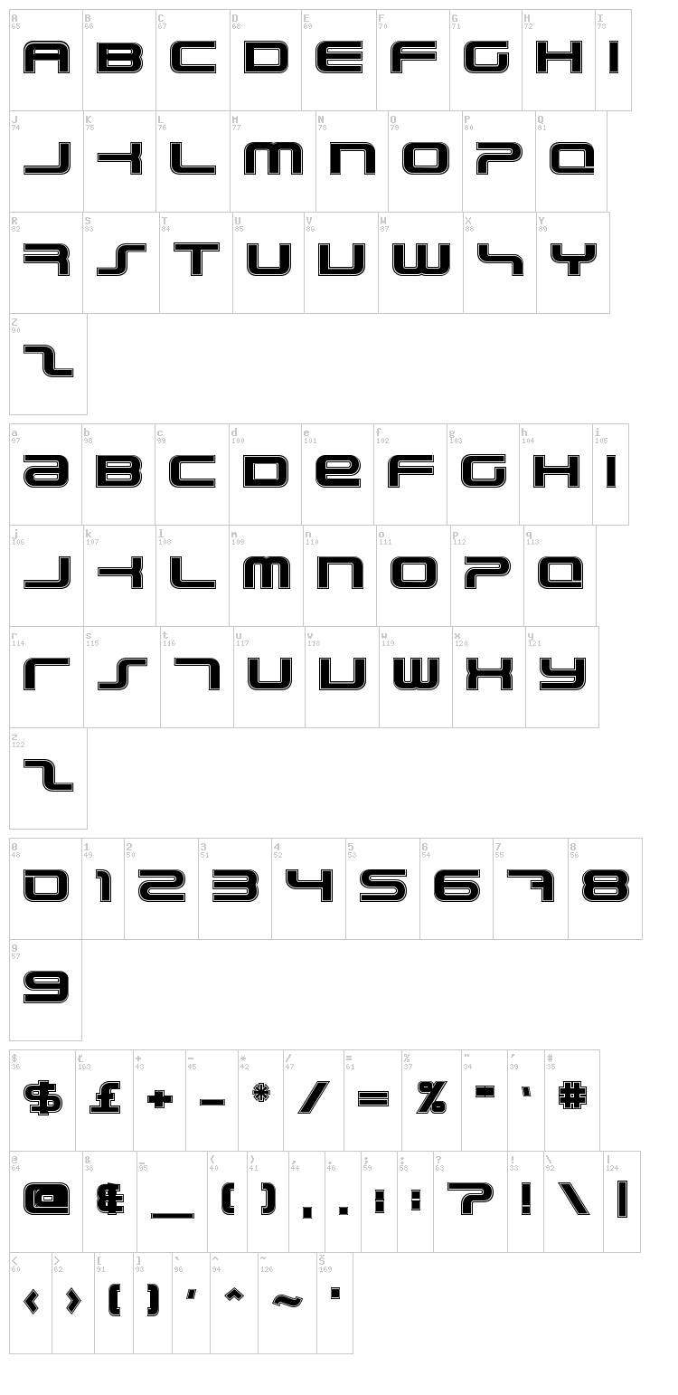 PhatBoy Slim Rough font map